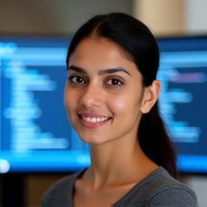 Portrait of Anya Sharma, Senior Software Engineer